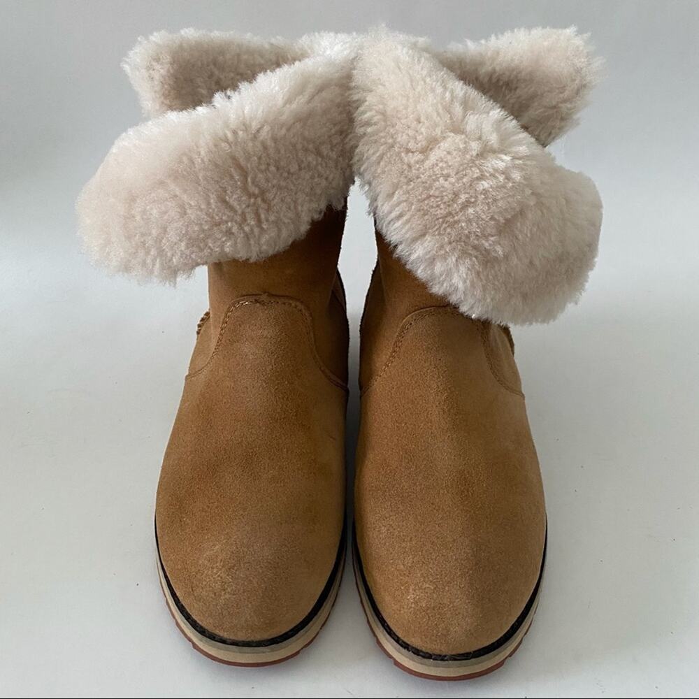 EMU Australia Beach Lo Winter Real Sheepskin & Suede Boots Sz 5 Camel - Picture 11 of 13